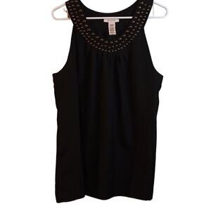 EUC Covington Black Top with Bronz Looking Embellishments at Neck XL